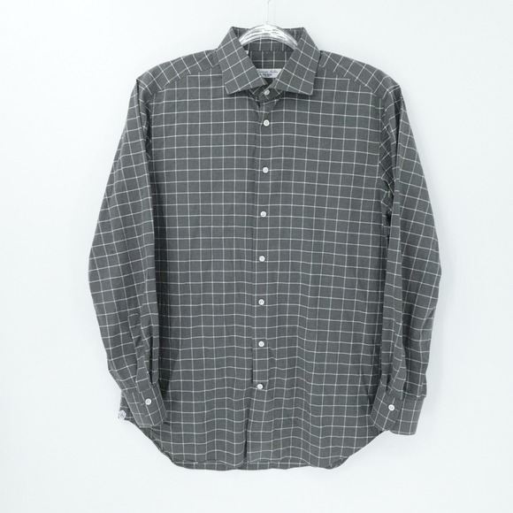 Emanuele‎ Maffeis Todd Snyder Shirt Mens Large Gray Windowpane Smart Casual